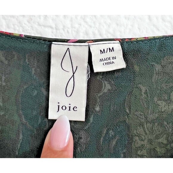 Joie Top bohemian chi sleeveless womens blouse green red casual top Size M - Picture 2 of 7